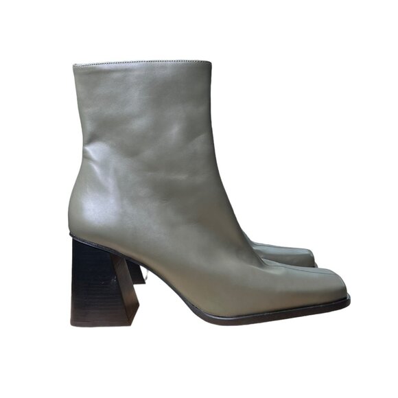 Alohas‎ Womens South Leather Square Toe Block Heel Ankle Boots EU 42 US 11 Green - Picture 2 of 14